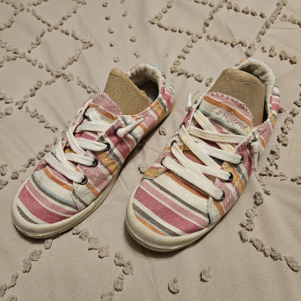 Jellypop Women's Rainbow Striped Lace Up Canvas Sneaker Shoes 6M - Picture 3 of 6